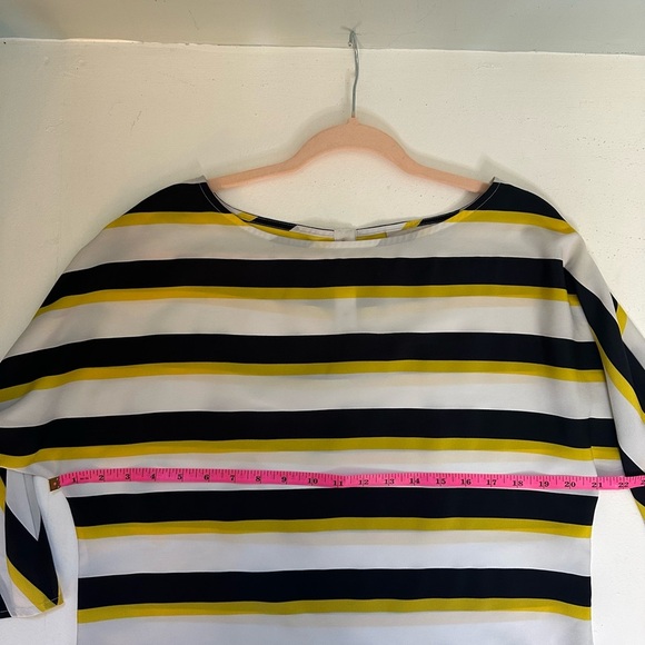 Loft Mid-Sleeve Striped Yellow and Black Women's Top Blouse Size Medium - Picture 5 of 6